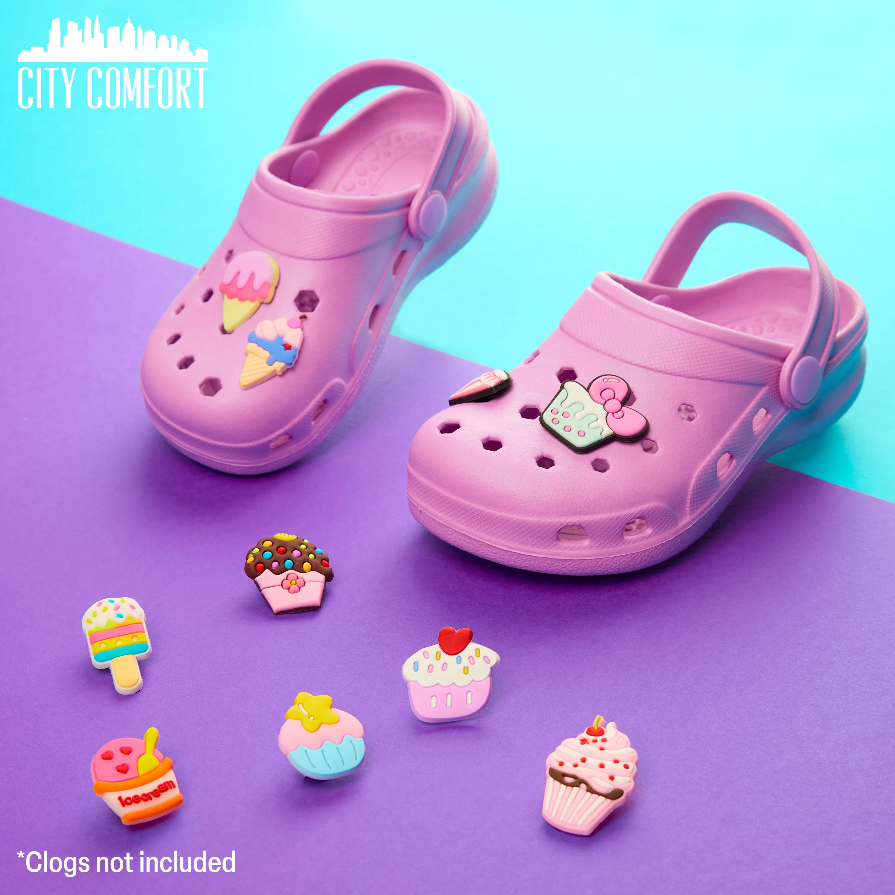 CityComfort Clog Charms, Cute Shoe Decoration Charms Pack of 10 - MULTI