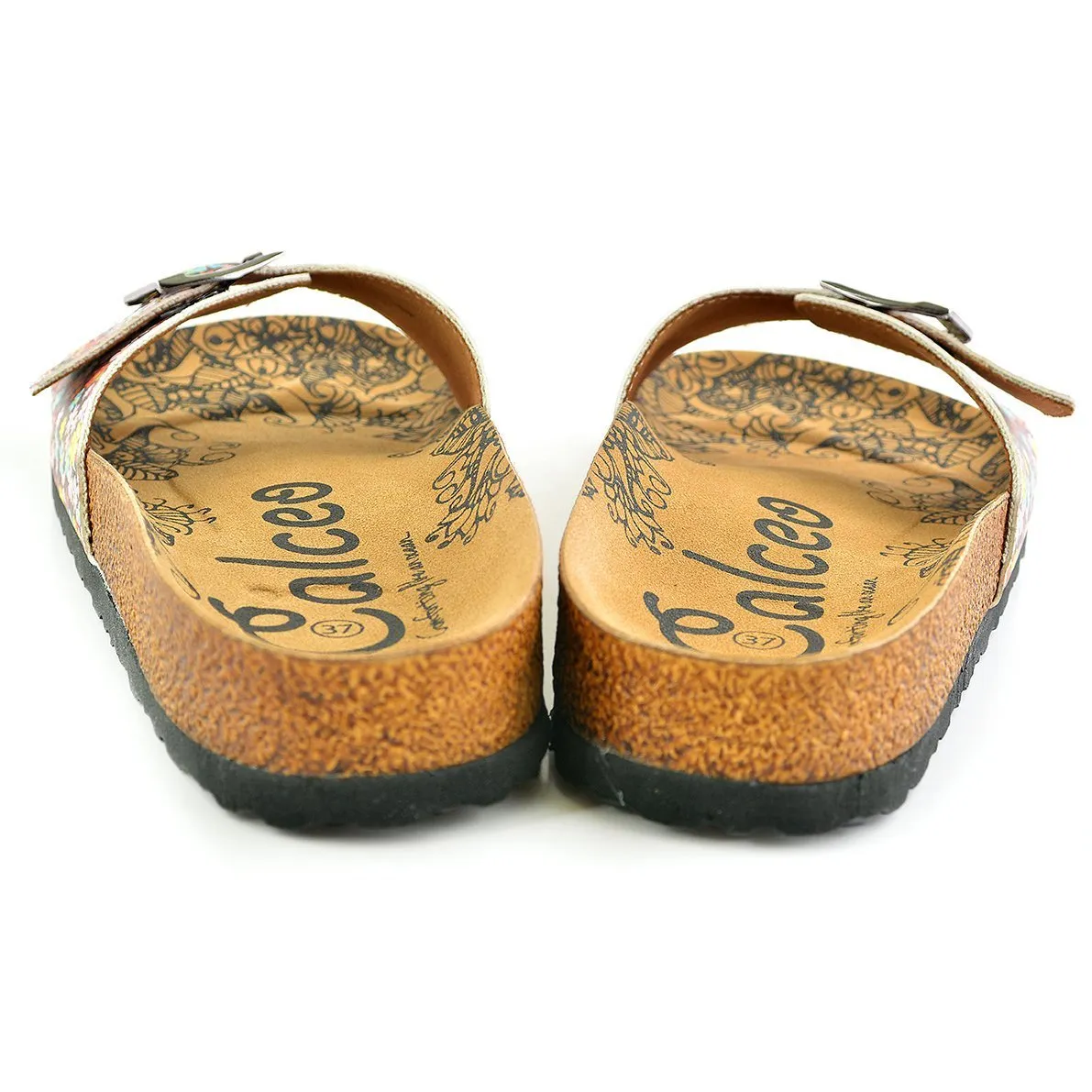 Claret Red Colored and Flowers Patterned Sandal - CAL908