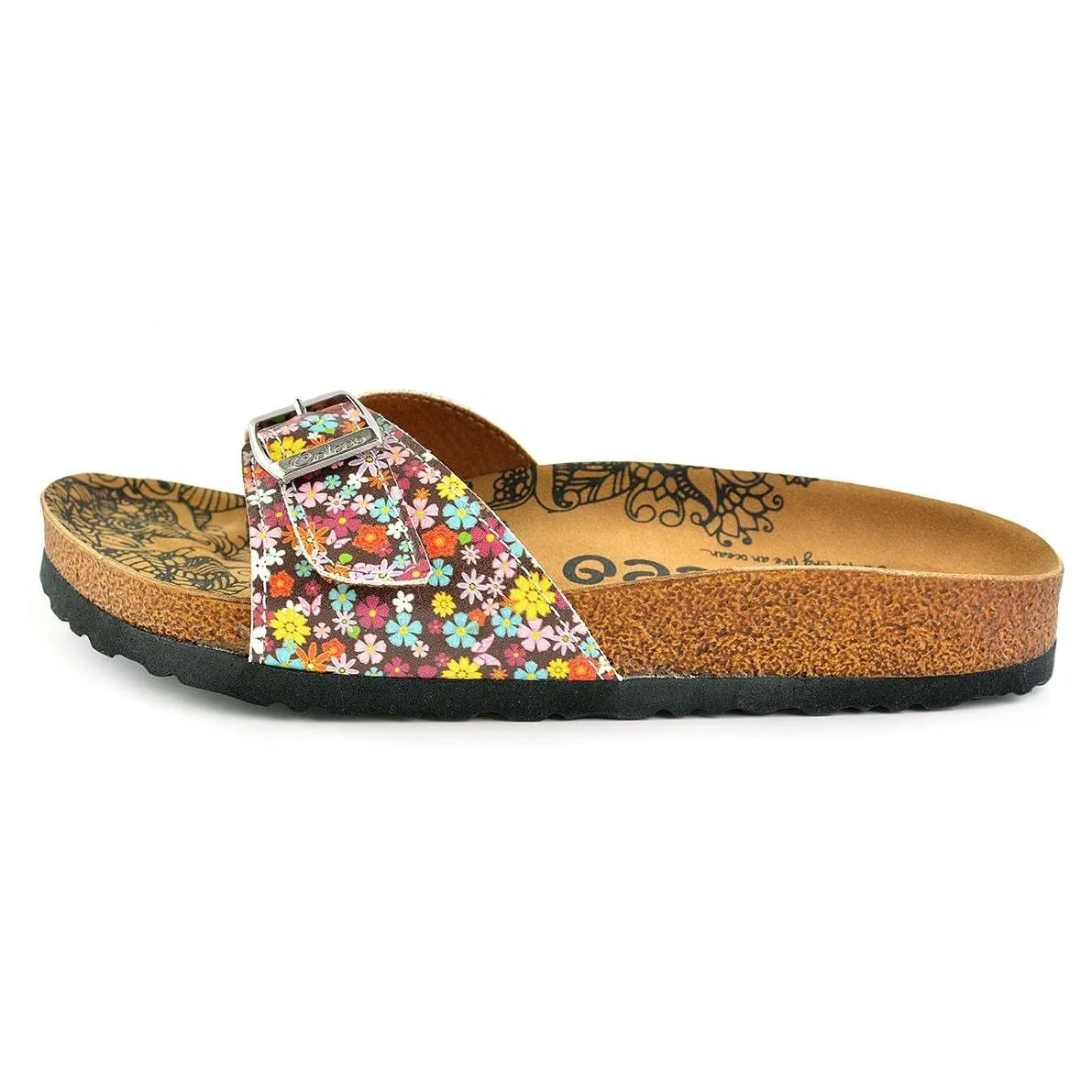 Claret Red Colored and Flowers Patterned Sandal - CAL908