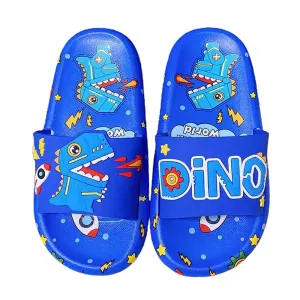 Cobalt Blue all over Dino theme Slip on Clogs, Summer/Monsoon all season Footwear for Toddlers & Kids.