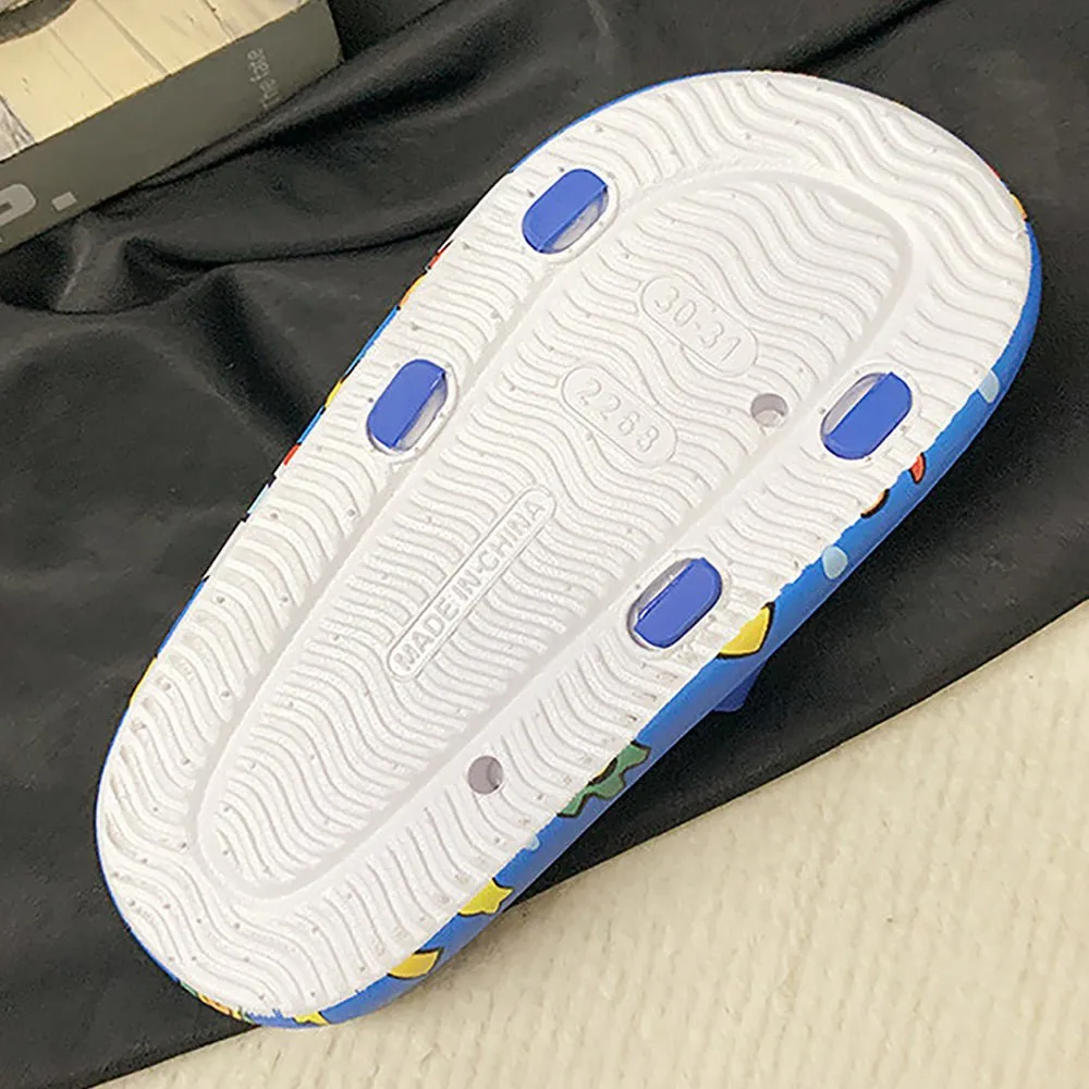 Cobalt Blue all over Dino theme Slip on Clogs, Summer/Monsoon all season Footwear for Toddlers & Kids.