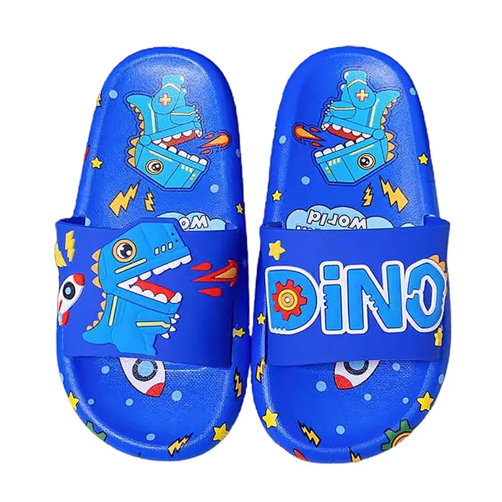 Cobalt Blue all over Dino theme Slip on Clogs, Summer/Monsoon all season Footwear for Toddlers & Kids.