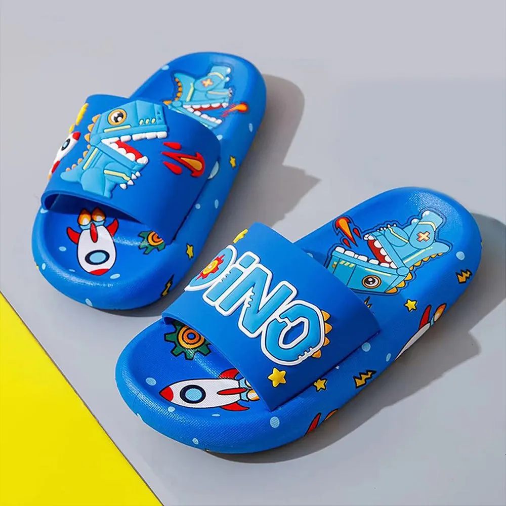 Cobalt Blue all over Dino theme Slip on Clogs, Summer/Monsoon all season Footwear for Toddlers & Kids.