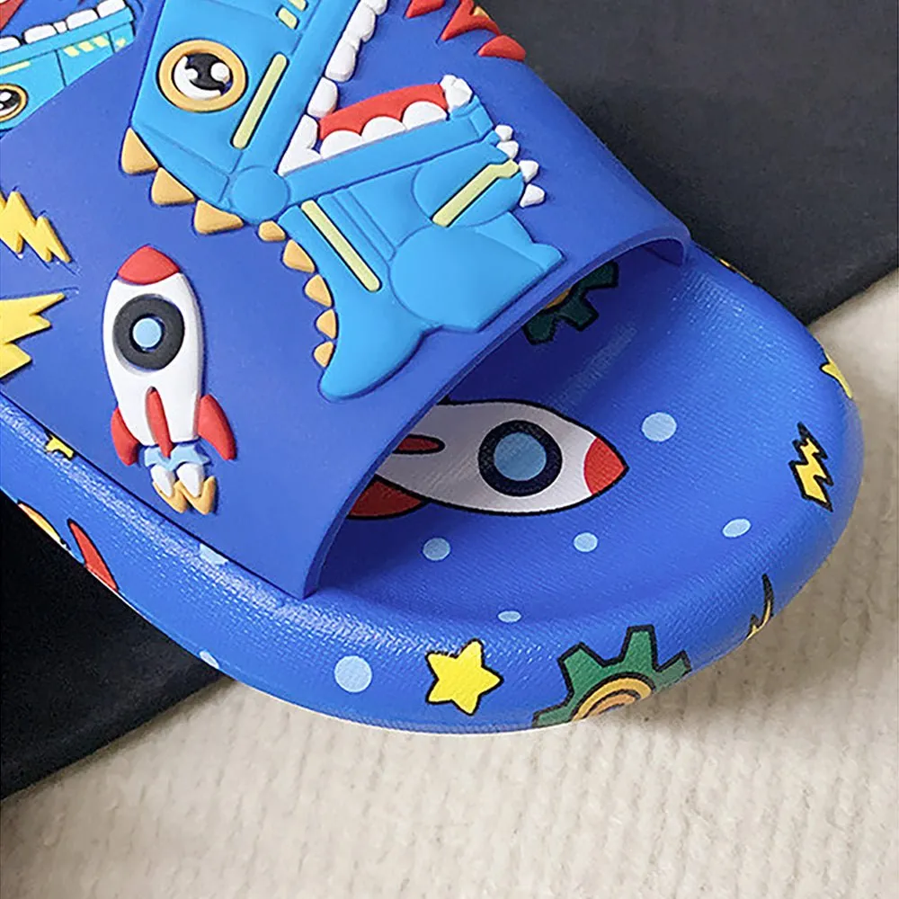 Cobalt Blue all over Dino theme Slip on Clogs, Summer/Monsoon all season Footwear for Toddlers & Kids.