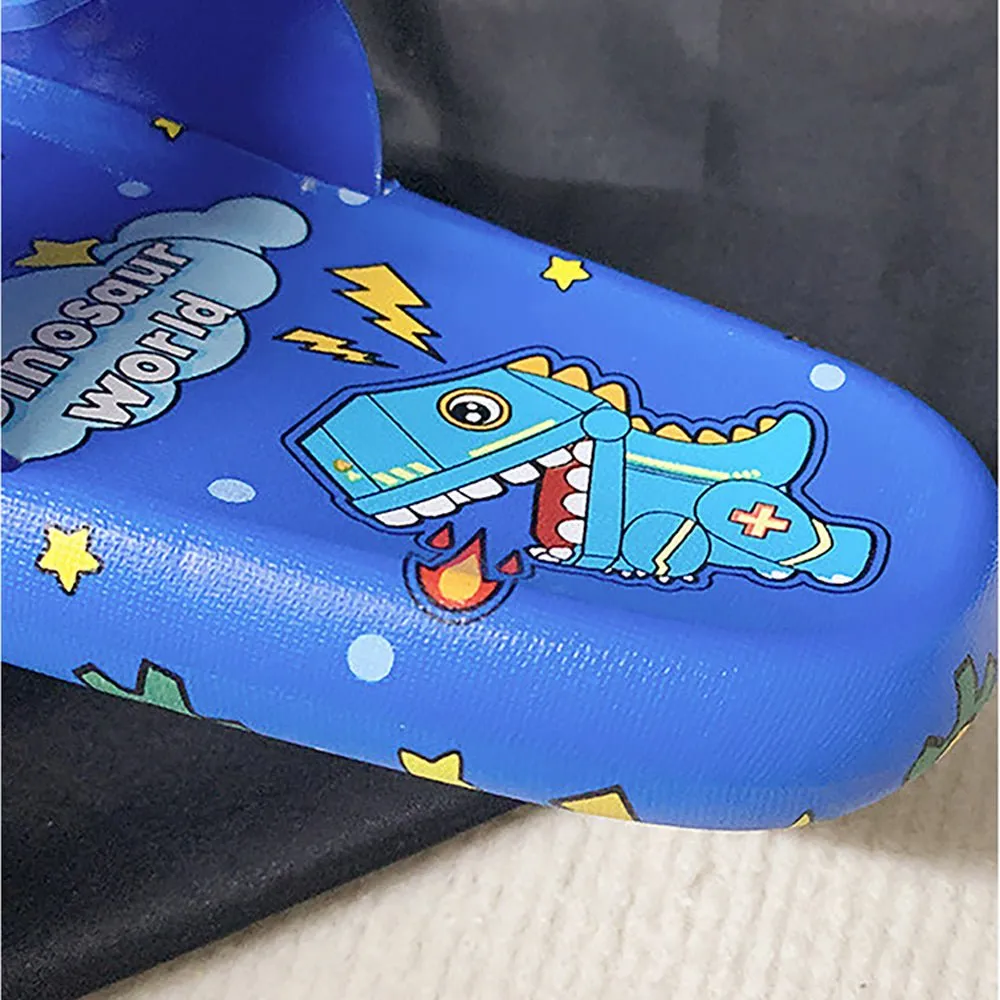 Cobalt Blue all over Dino theme Slip on Clogs, Summer/Monsoon all season Footwear for Toddlers & Kids.