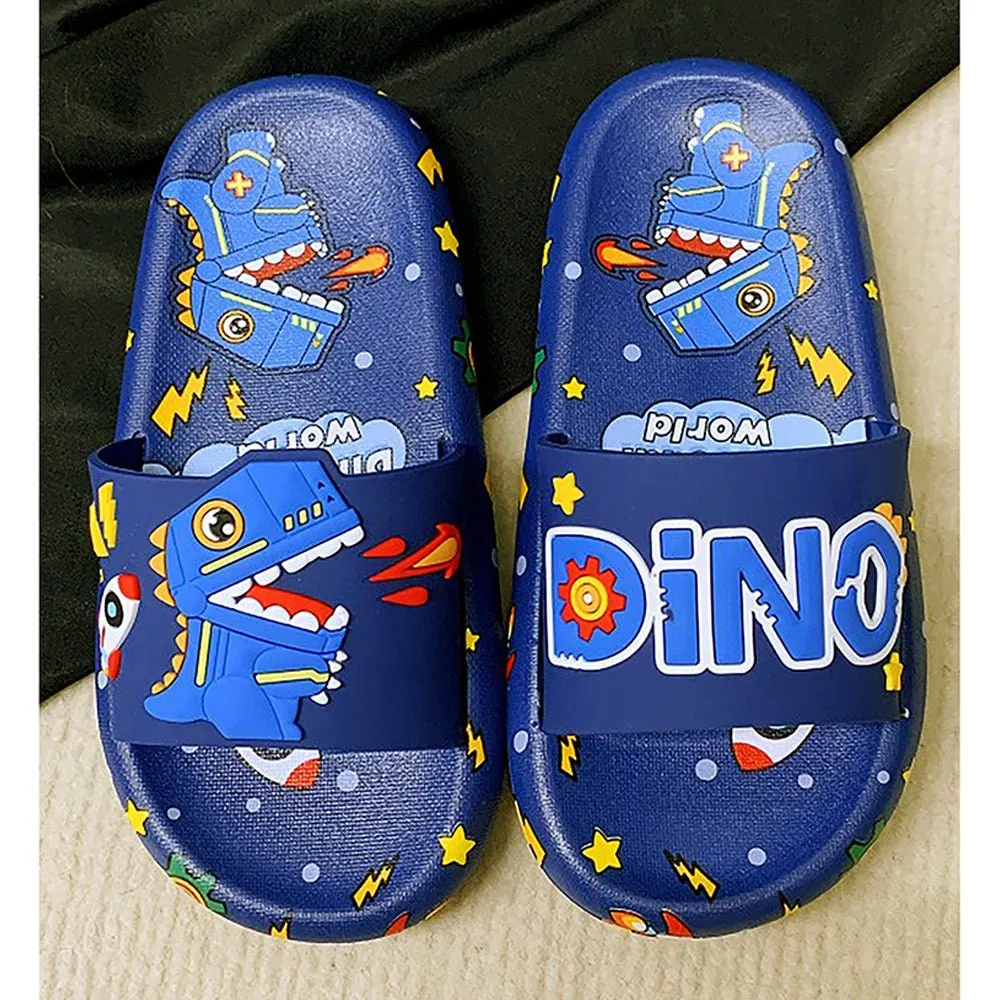 Dark Blue all over Dino theme Slip on Clogs, Summer/Monsoon all season Footwear for Toddlers & Kids