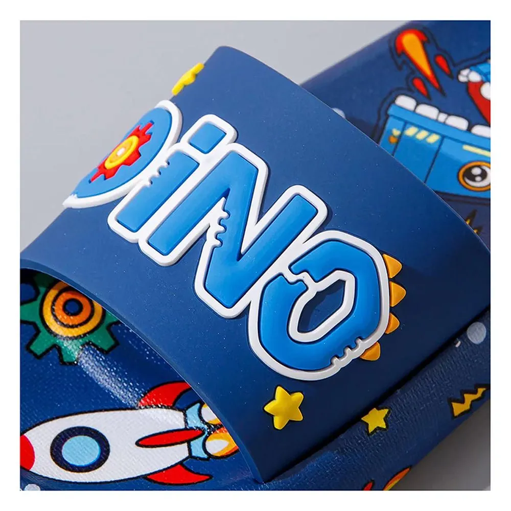 Dark Blue all over Dino theme Slip on Clogs, Summer/Monsoon all season Footwear for Toddlers & Kids