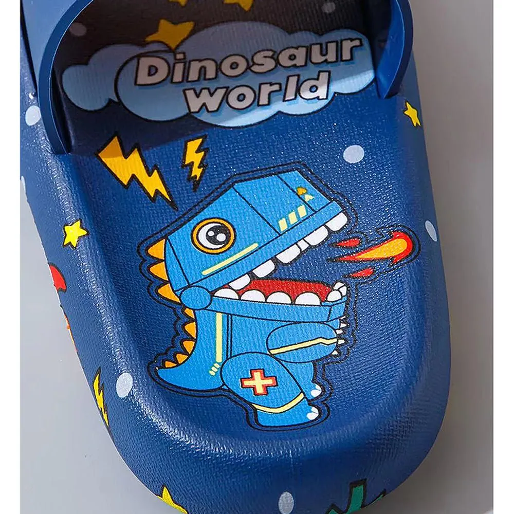 Dark Blue all over Dino theme Slip on Clogs, Summer/Monsoon all season Footwear for Toddlers & Kids