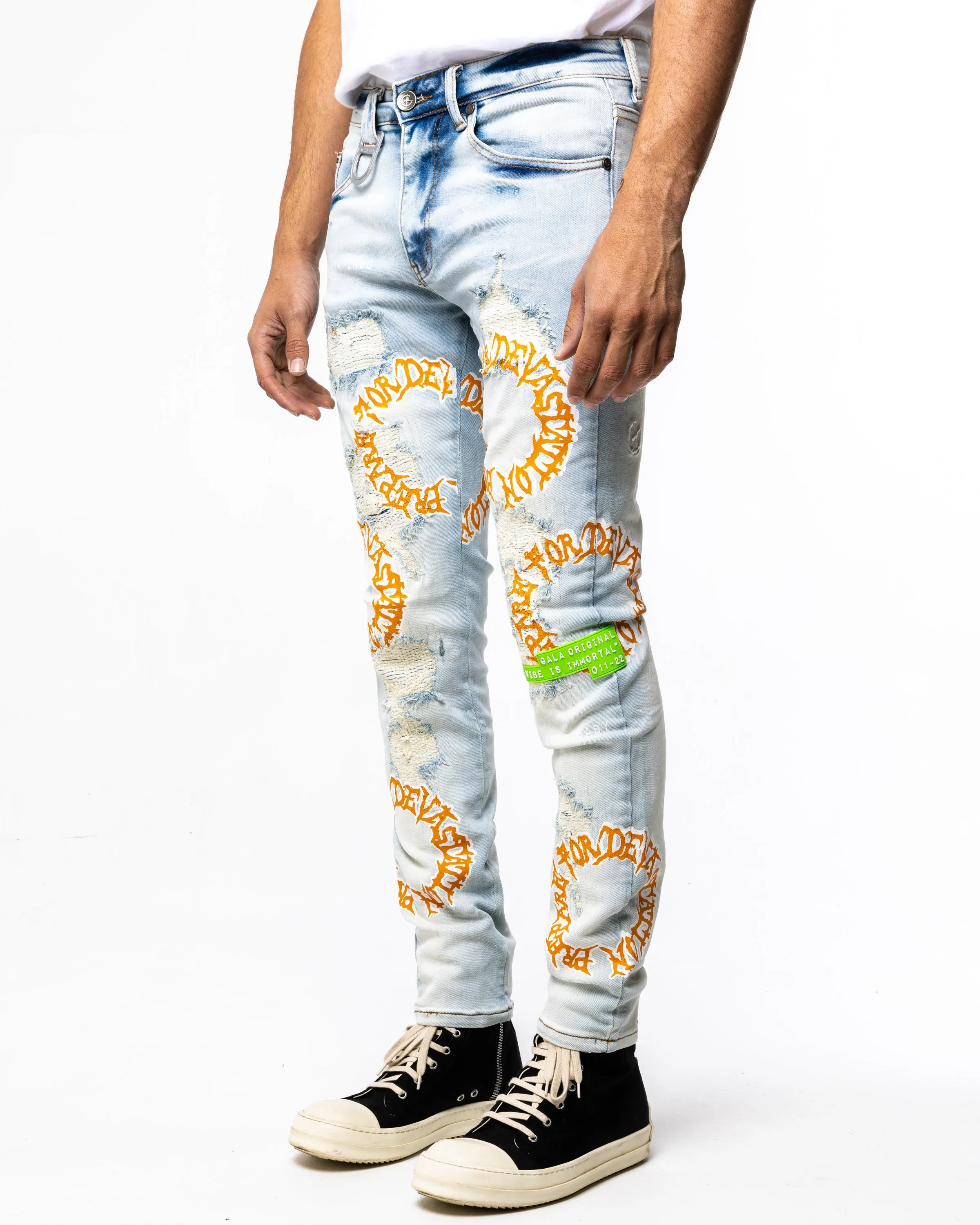 DEVASTATION DENIM (CLOUD WASH/ORANGE)