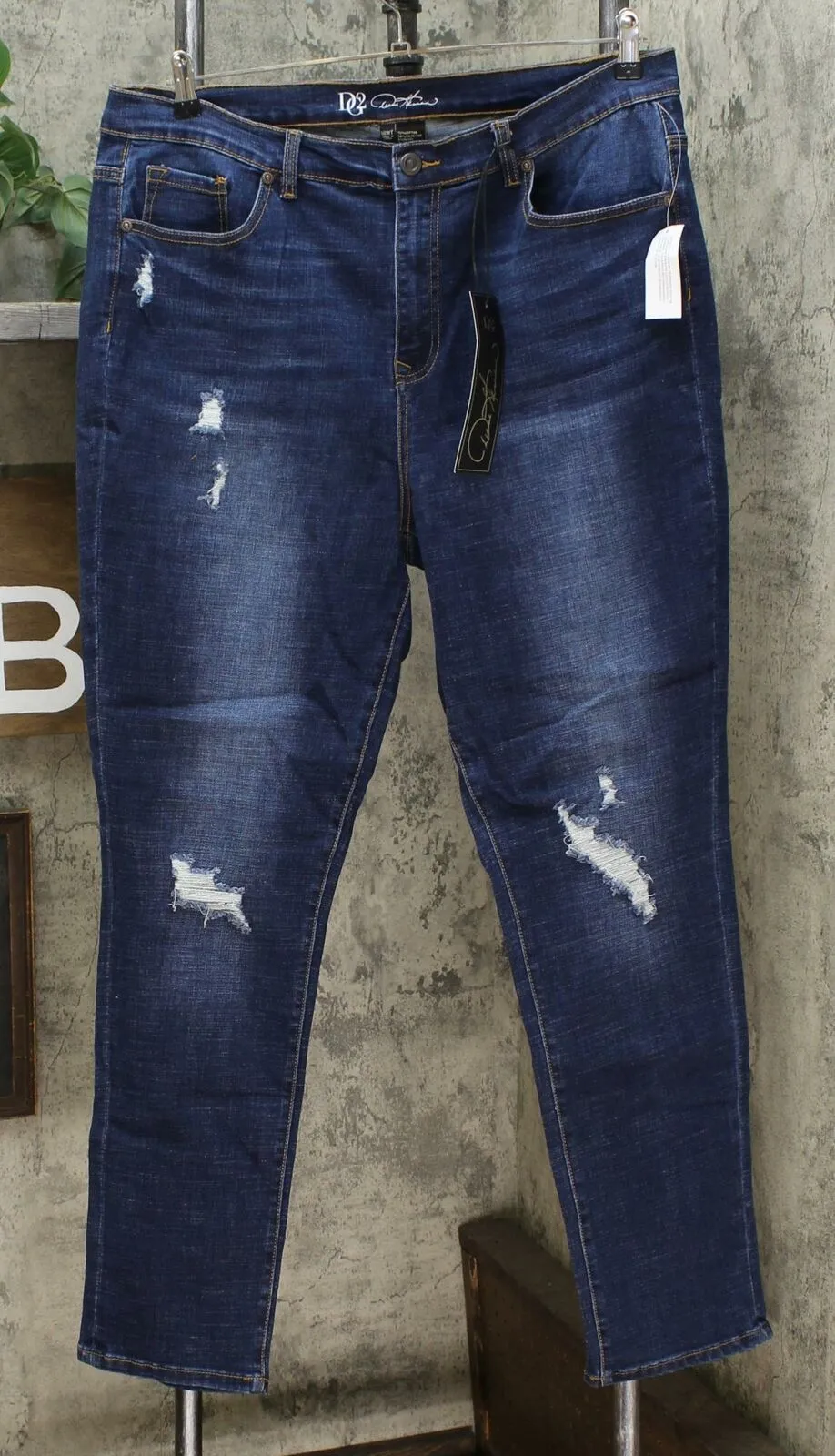 DG2 by Diane Gilman Women's Tall Virtual Stretch Destructed Skinny Jeans