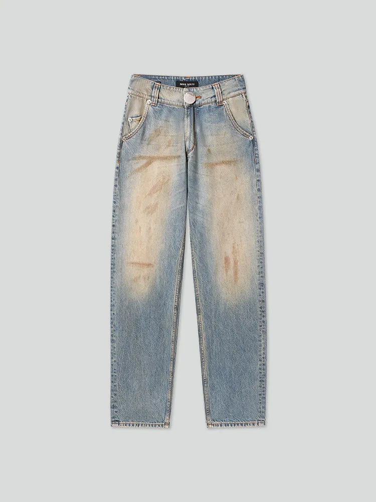 Distressed Wasteland-Style Washed Jeans