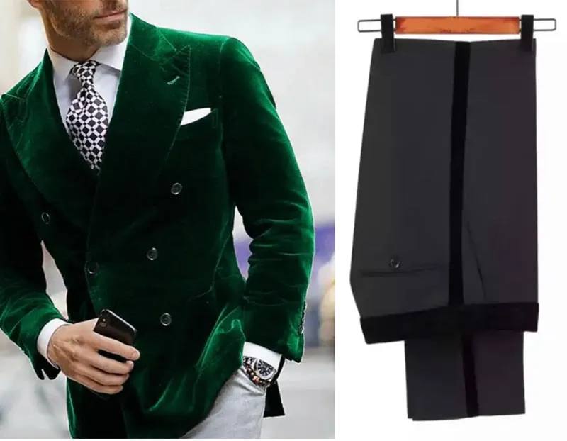 Double Breasted Italian Style Velvet Blazer