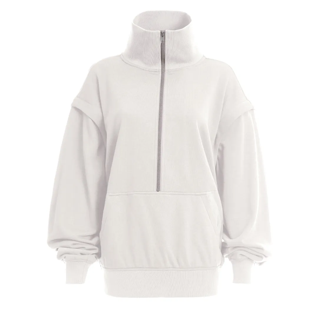 DREW CONVERTIBLE SLEEVE PULLOVER IVORY