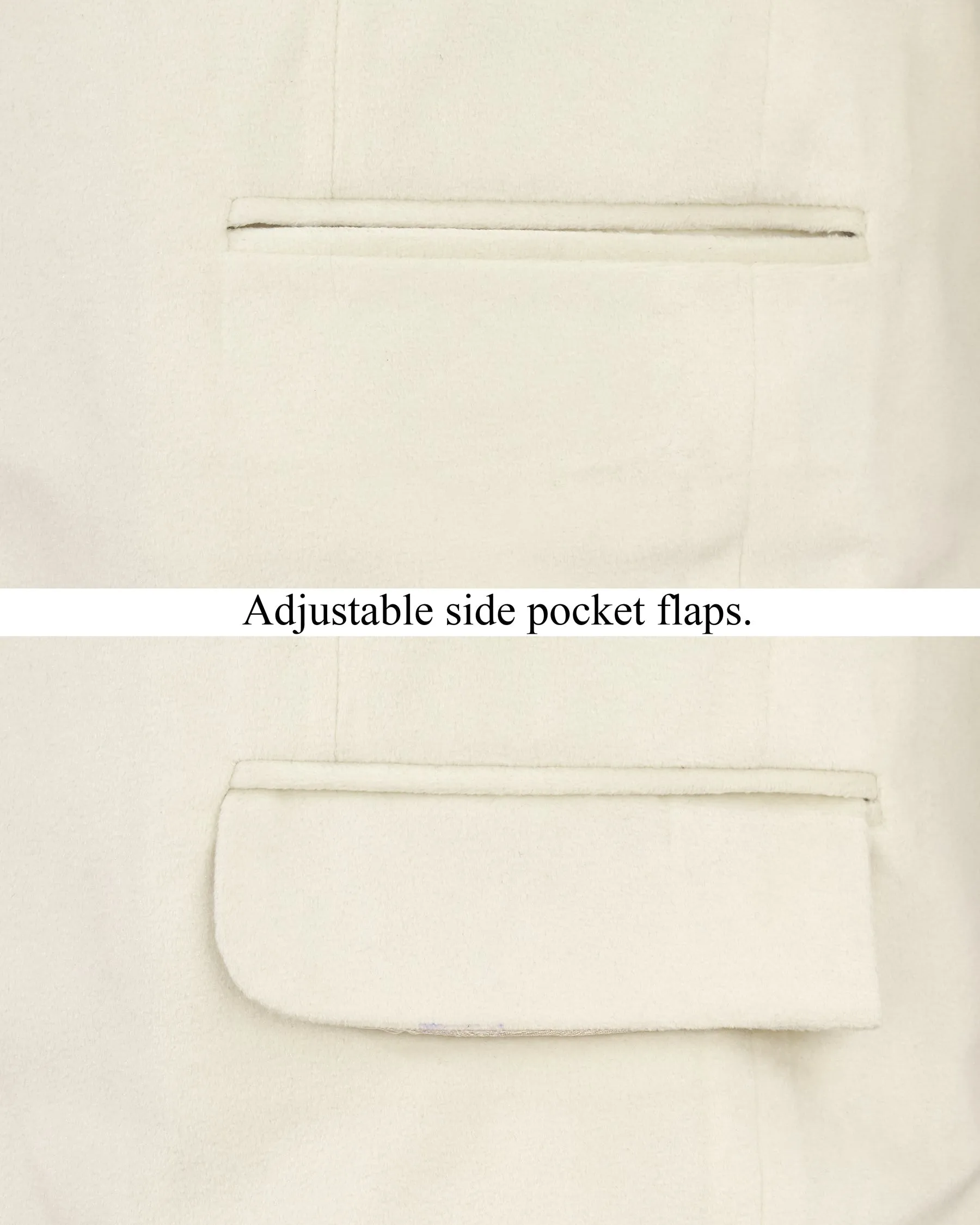 Eggshell Cream Single Breasted Premium Velvet Designer Blazer