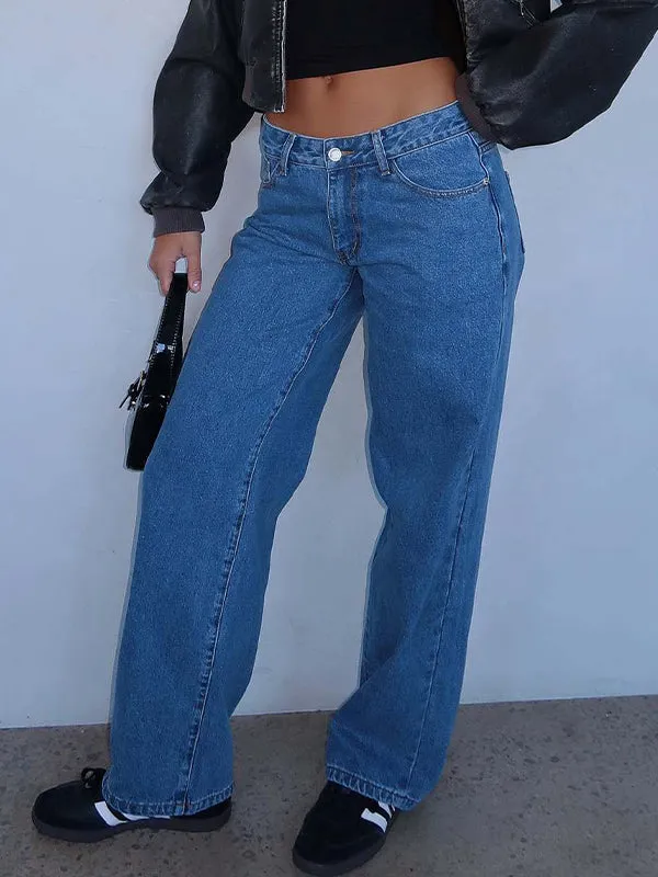 Einfarbige Vintage Vielseitige Schlichte Midriff Boyfriend Jeans