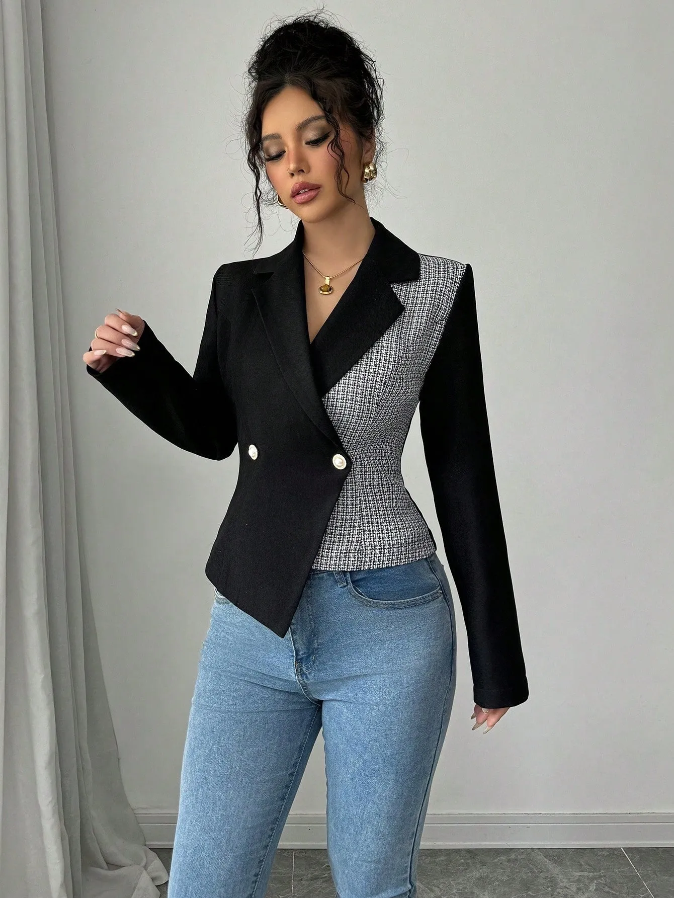 Elenzga Blazer Elegante para Mujer en Cherry Vibes