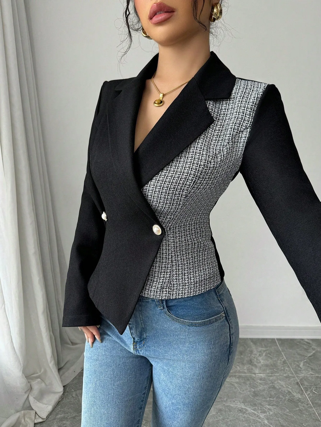 Elenzga Blazer Elegante para Mujer en Cherry Vibes