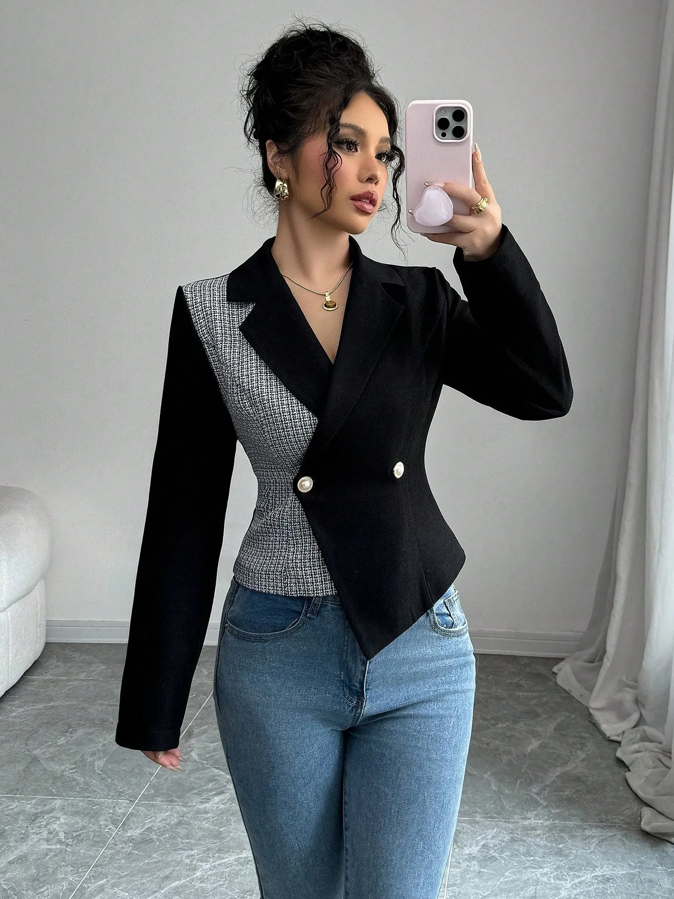 Elenzga Blazer Elegante para Mujer en Cherry Vibes
