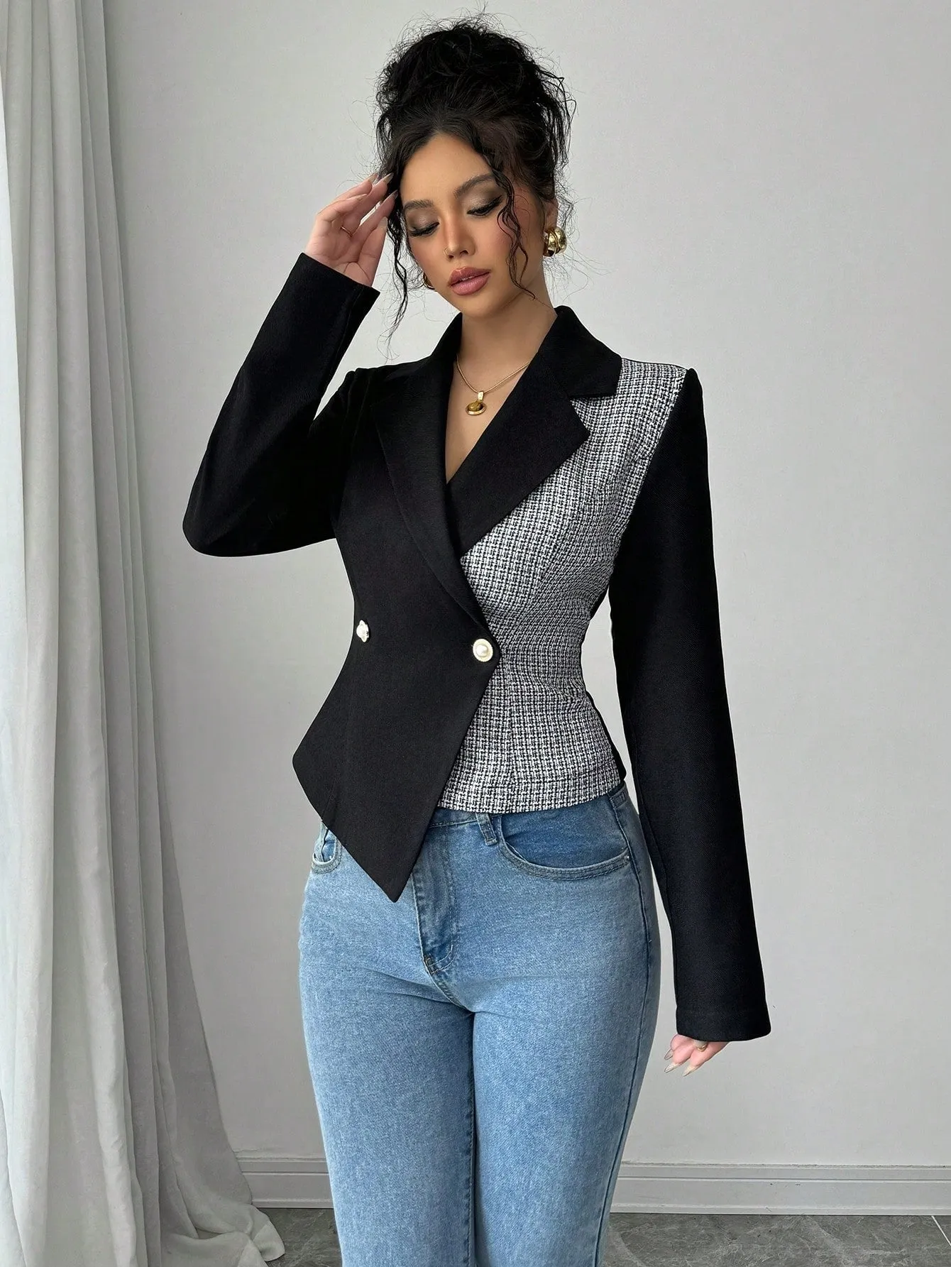 Elenzga Blazer Elegante para Mujer en Cherry Vibes