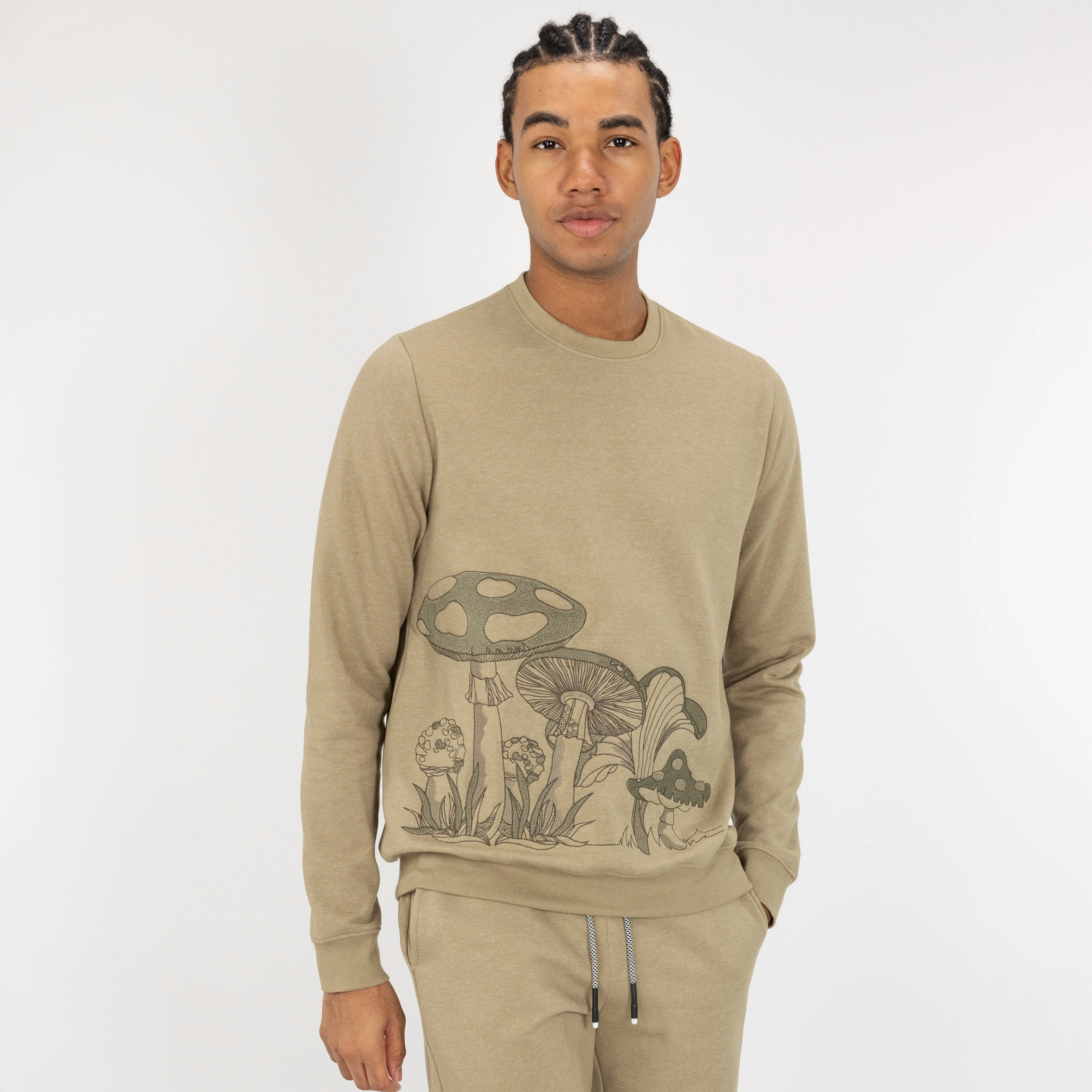 Embroidered Front Sweatshirt  - Elm / Mushroom Fantasy