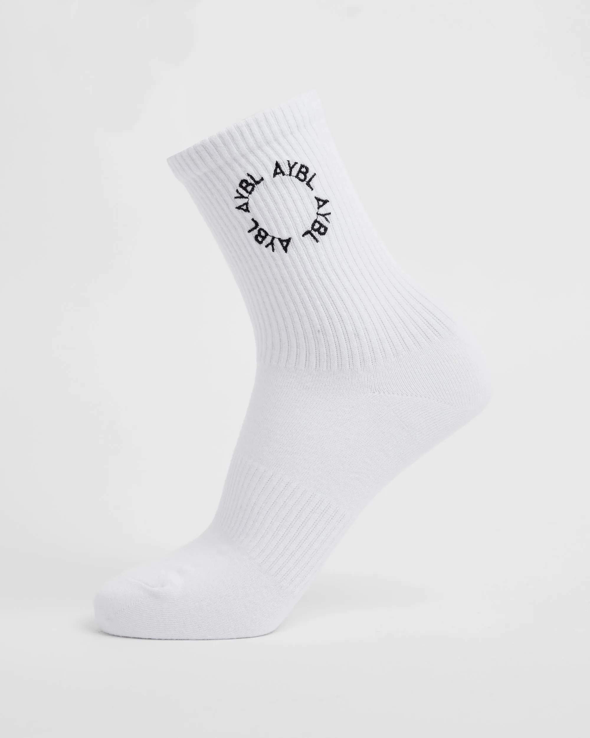 Everyday Embroidered Crew Socks (3 Pack) - Weiß