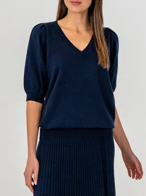 Evita Short Sleeve Knit - Navy