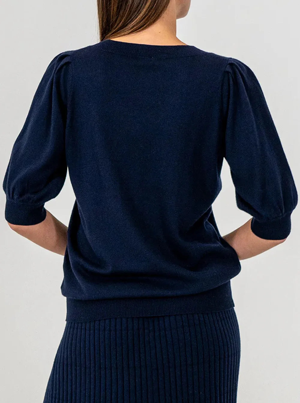 Evita Short Sleeve Knit - Navy