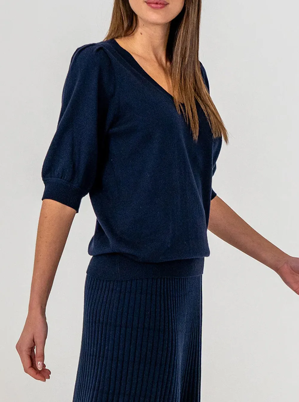 Evita Short Sleeve Knit - Navy