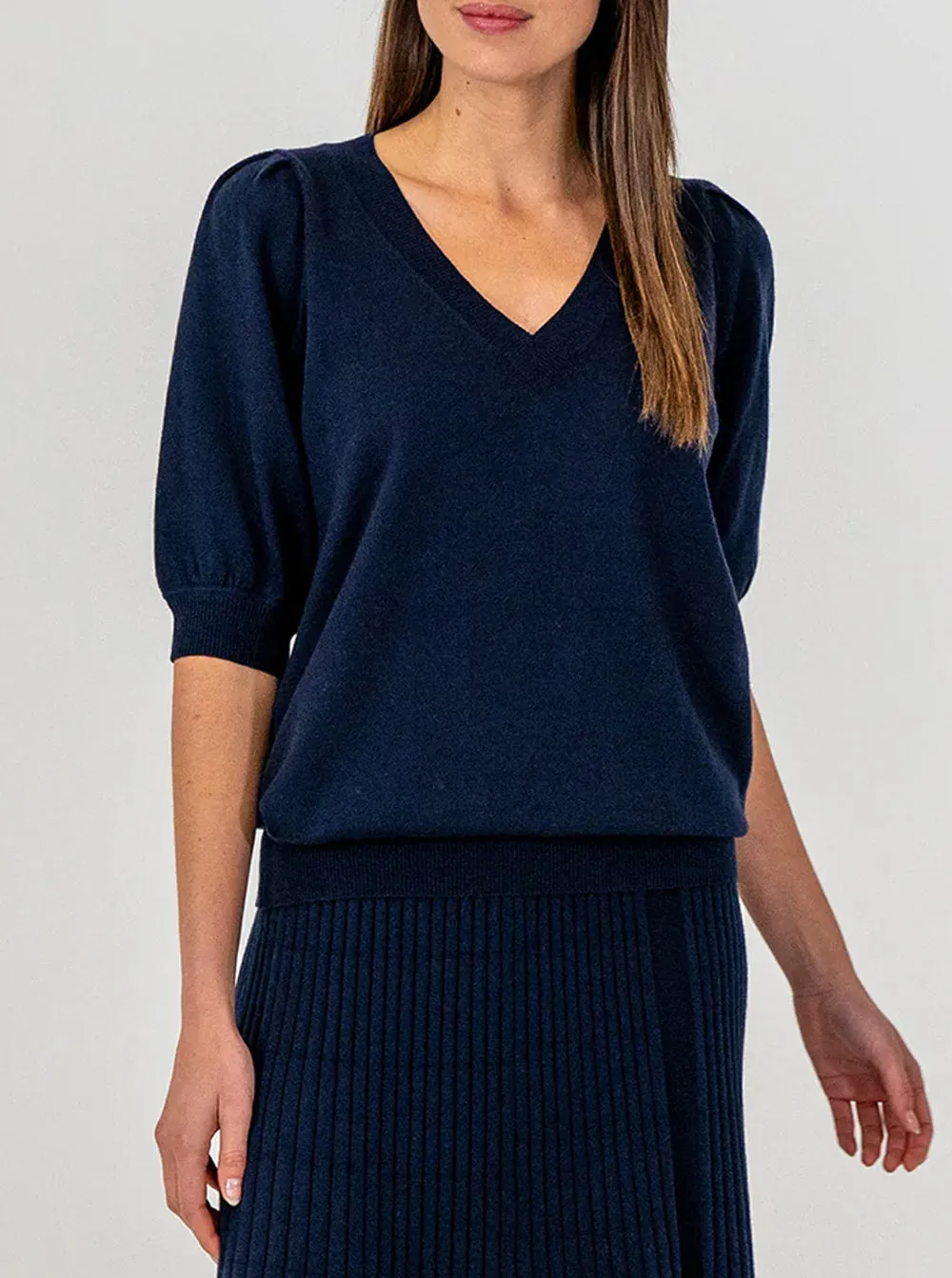 Evita Short Sleeve Knit - Navy