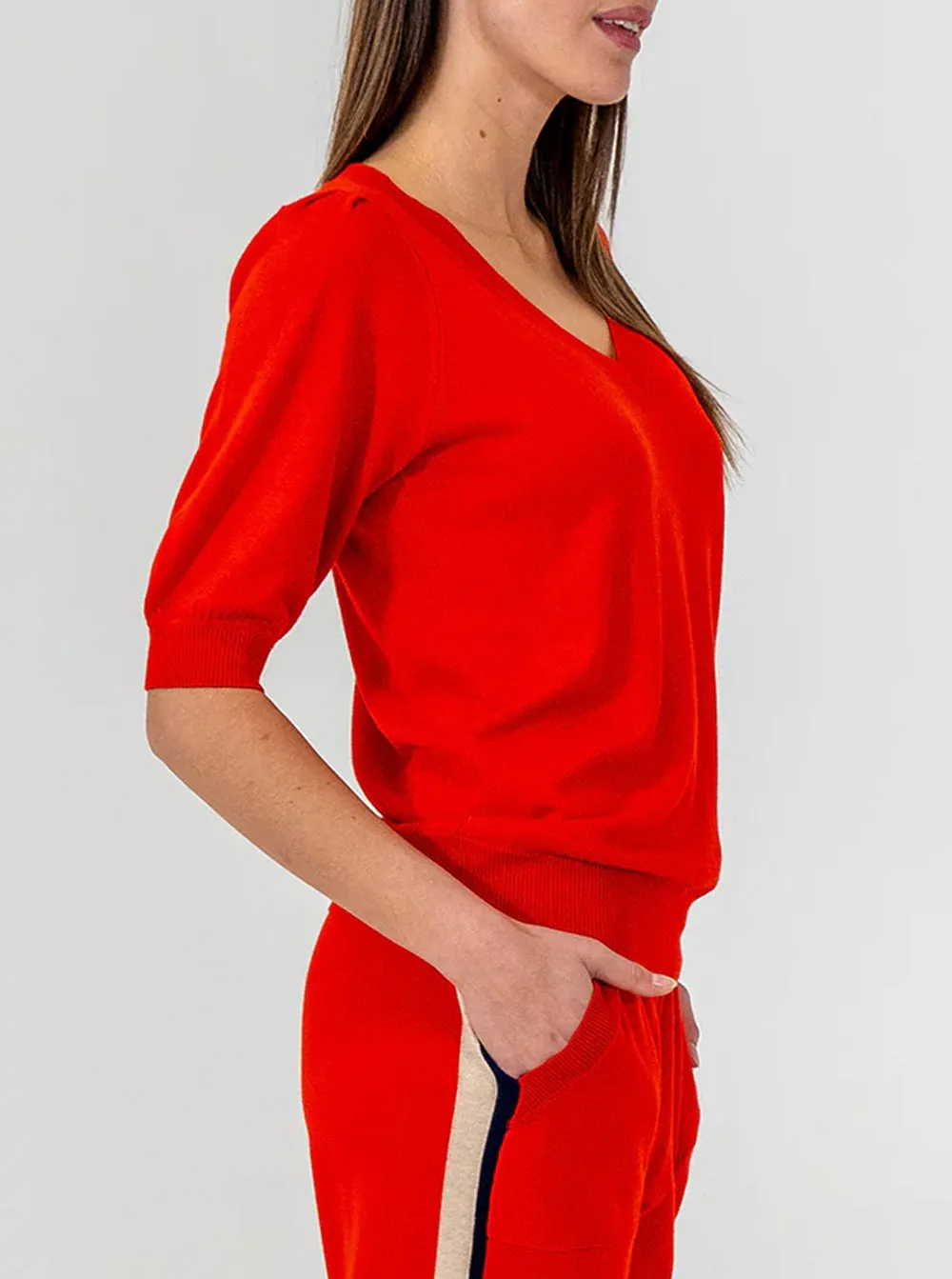 Evita Short Sleeve Knit - Poppy
