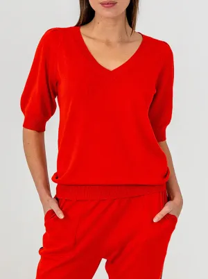 Evita Short Sleeve Knit - Poppy