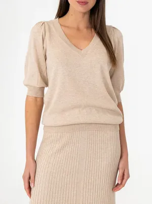 Evita Short Sleeve Knit - Sandstone