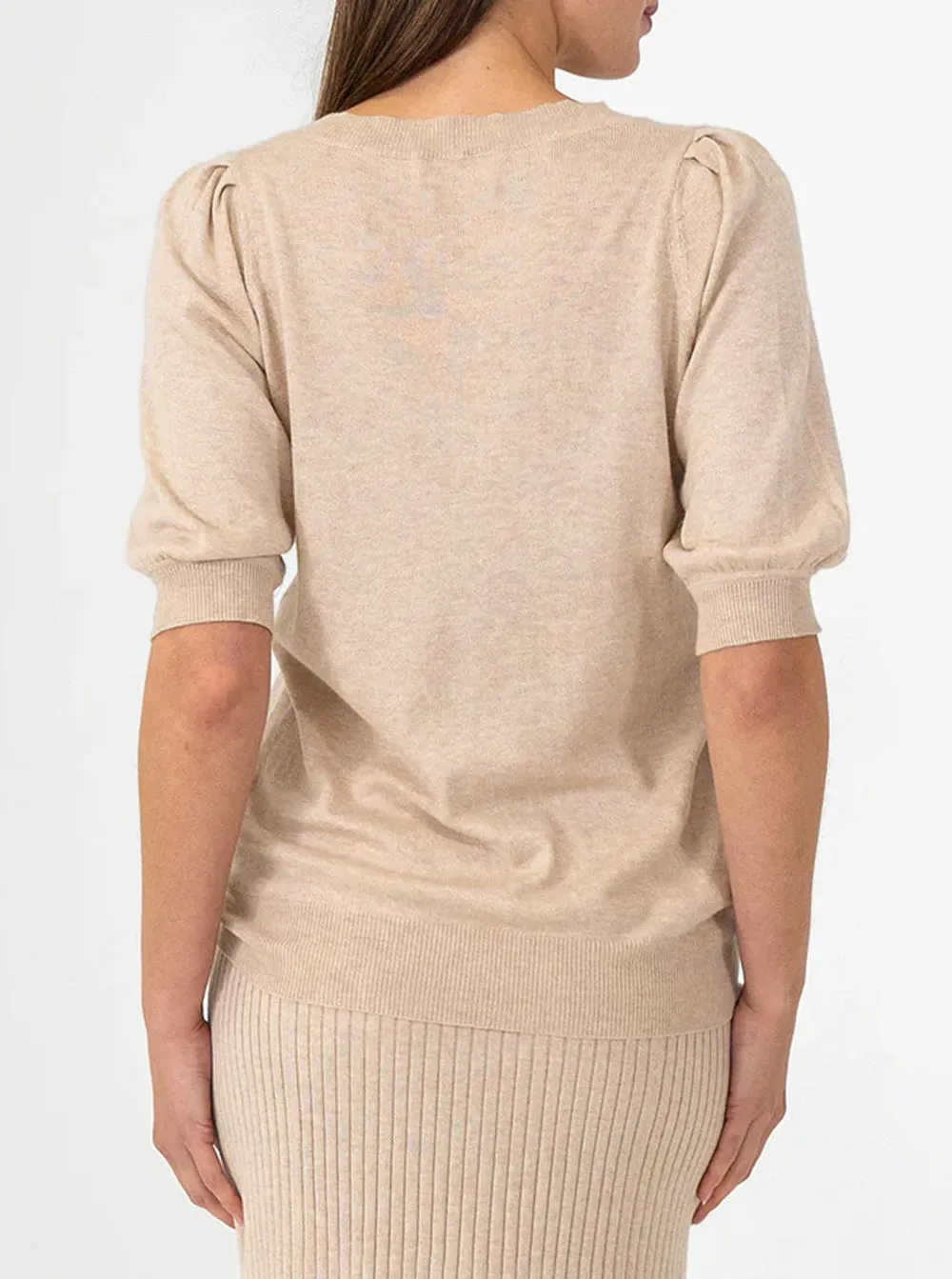 Evita Short Sleeve Knit - Sandstone