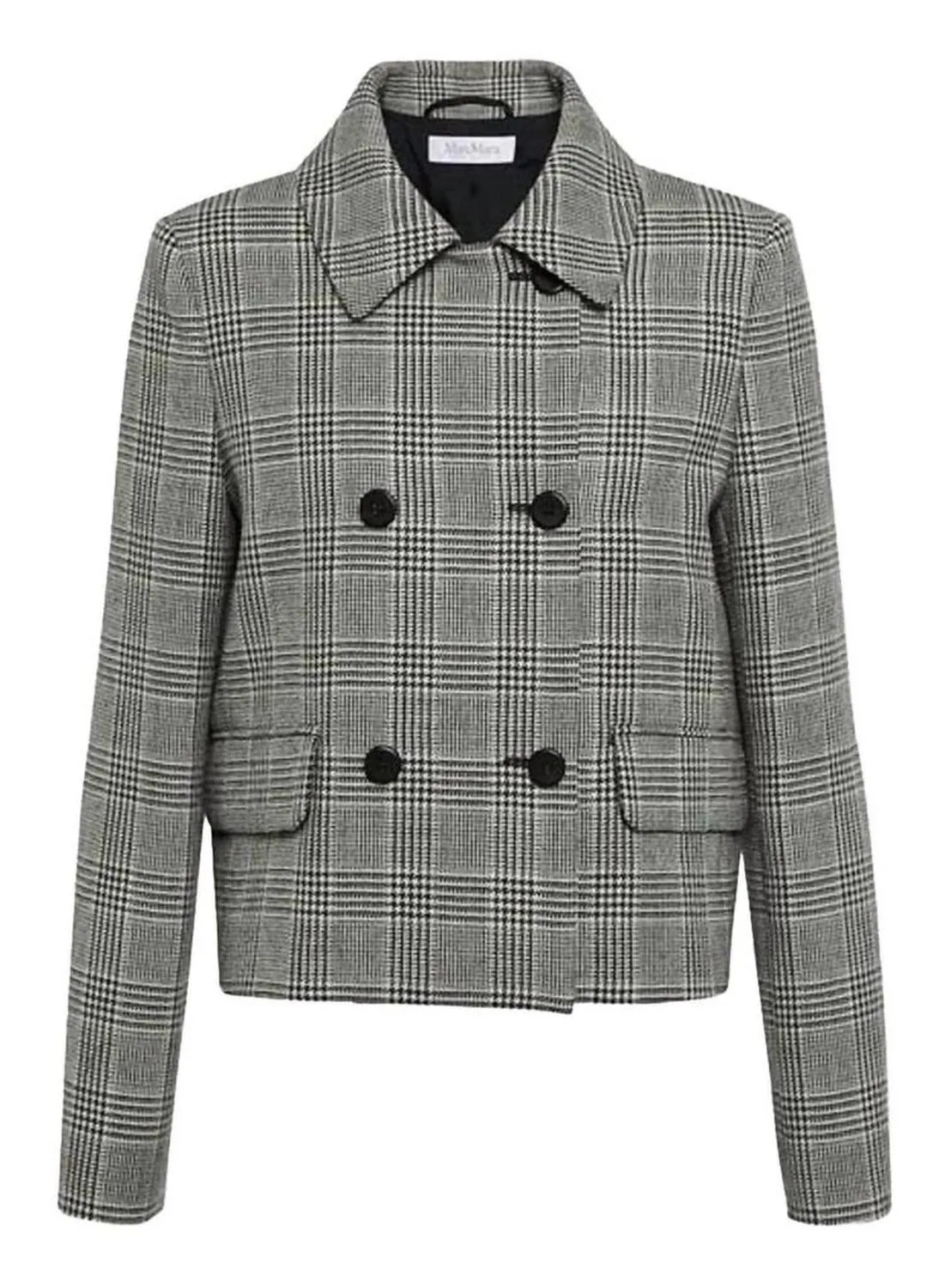 Facella Double Breasted Plaid Jacket In White/black