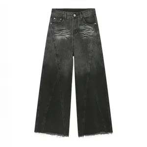 Faded Black Baggy Embroidered Jeans