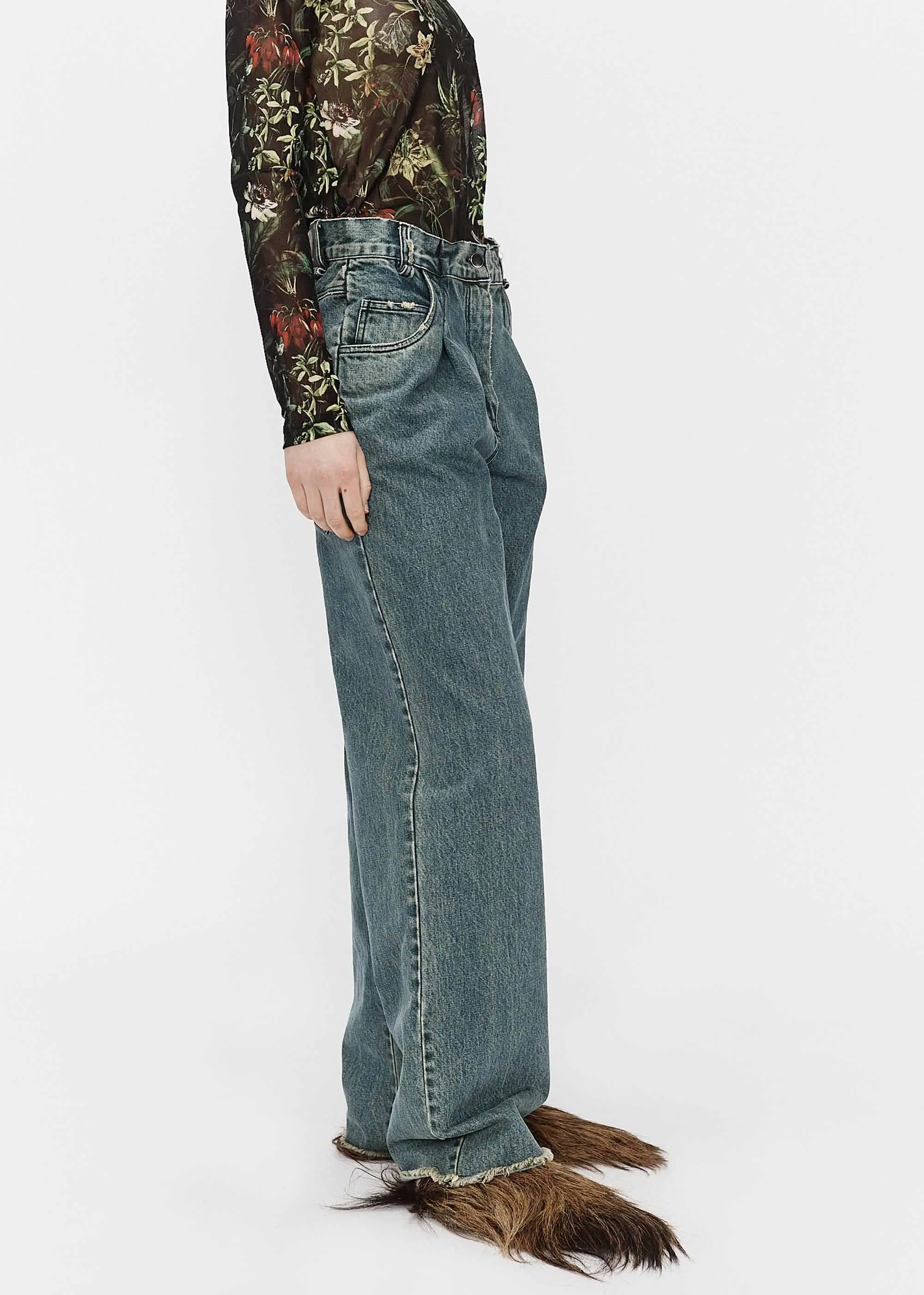 Faded Blue Pleated Jeans