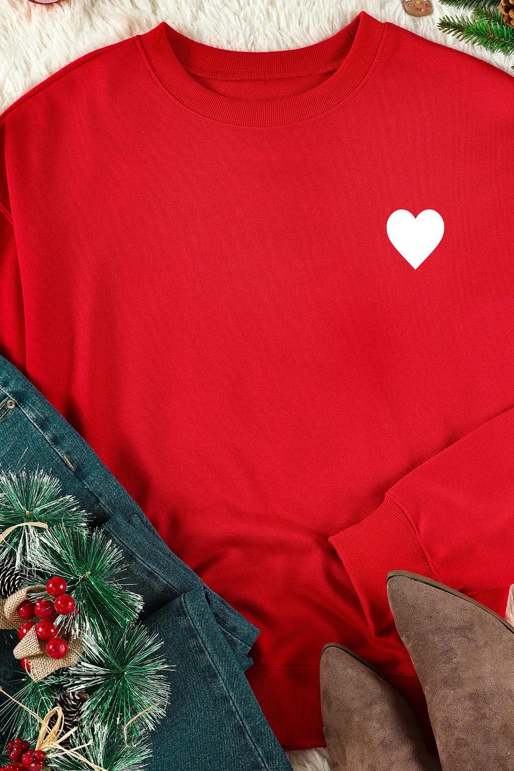 Fiery Red Letters Print Long Sleeve Pullover Sweatshirt