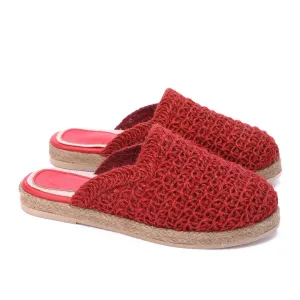 Flat Sole Slip-On Clogs-Red