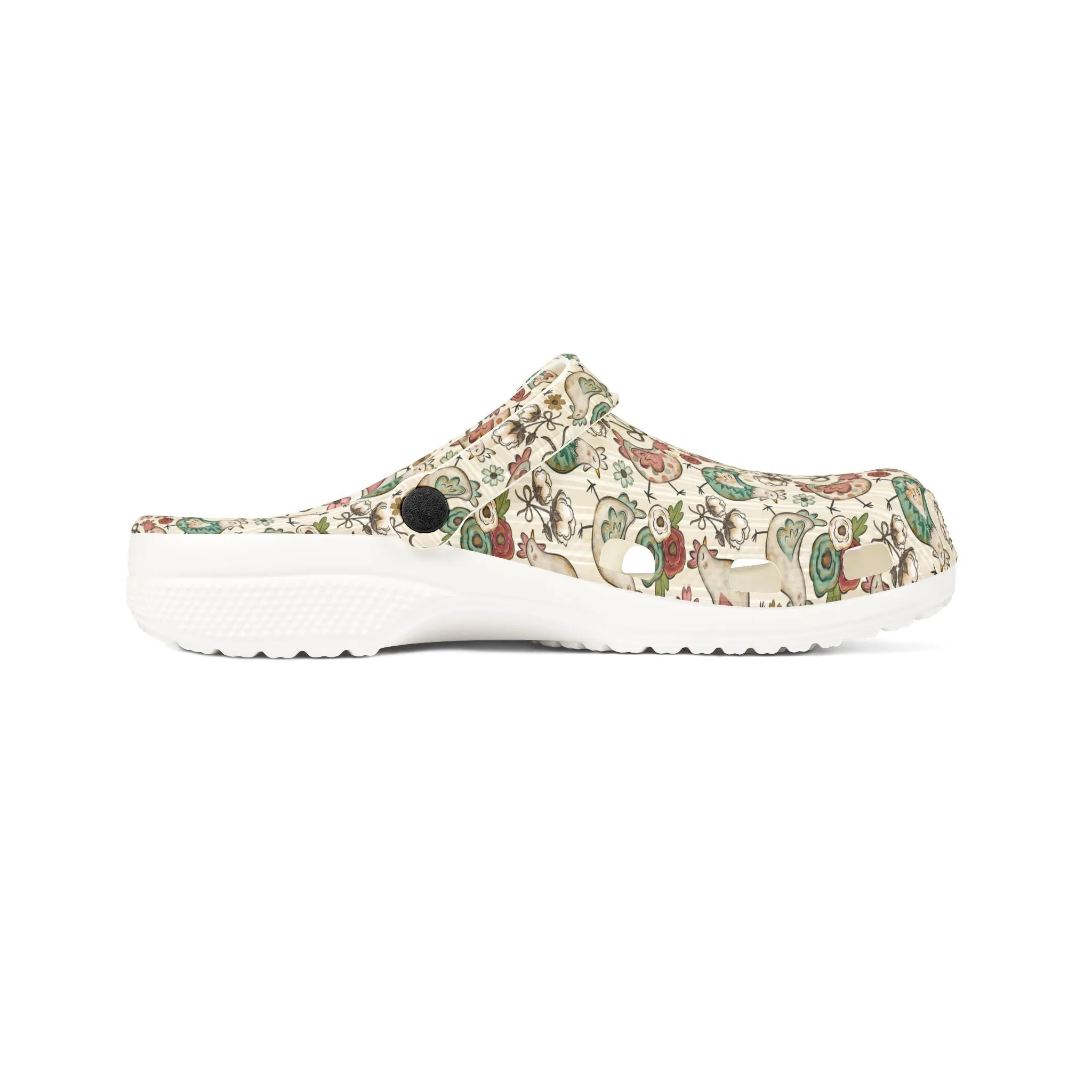 Floral Chicken EVA Foam Clogs - Comfortable & Stylish Garden Shoes