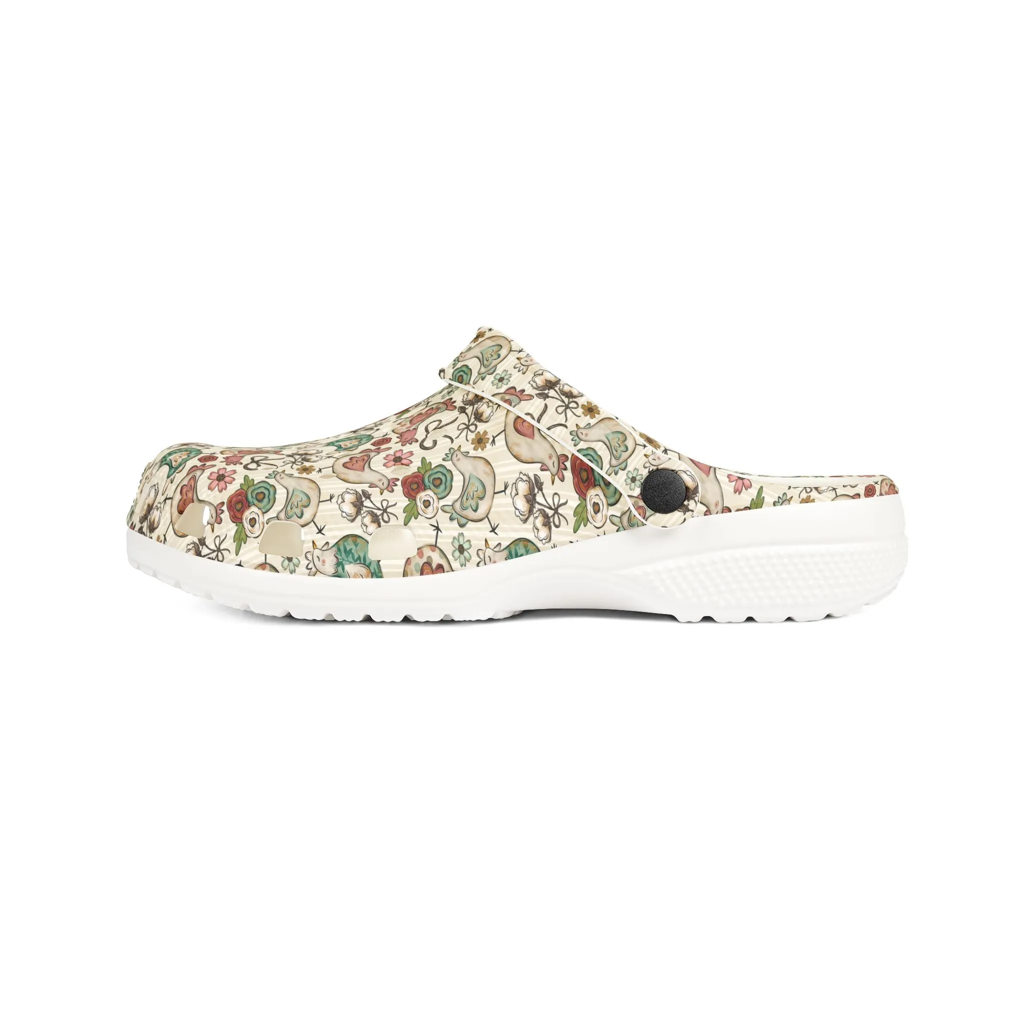 Floral Chicken EVA Foam Clogs - Comfortable & Stylish Garden Shoes