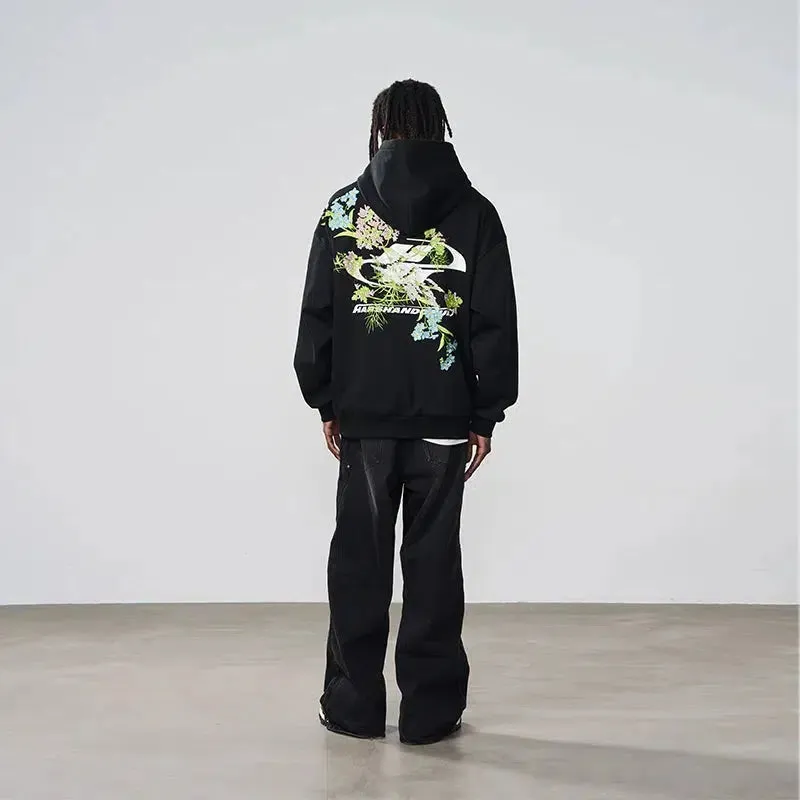Floral Graphic Back Hoodies