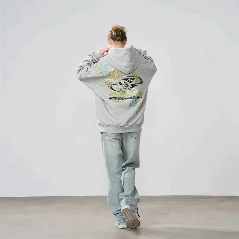 Floral Graphic Back Hoodies