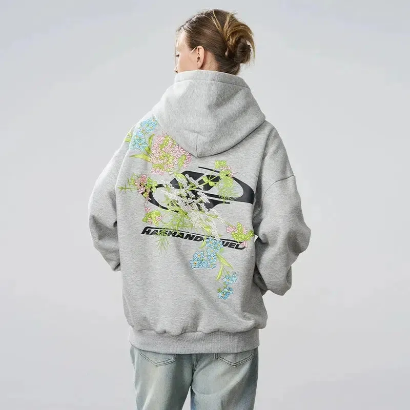 Floral Graphic Back Hoodies