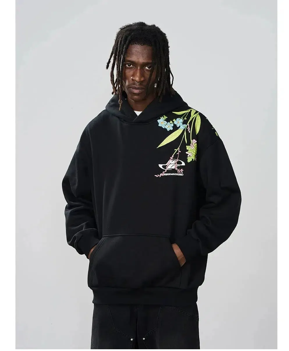 Floral Graphic Back Hoodies