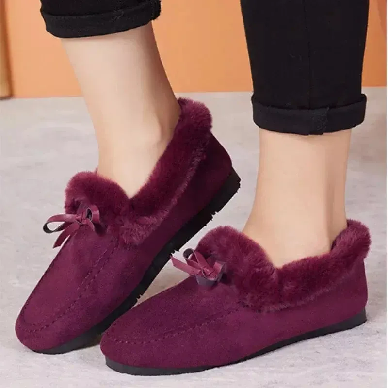 Fluffy loafers for women