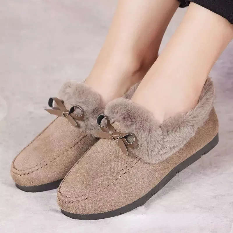 Fluffy loafers for women
