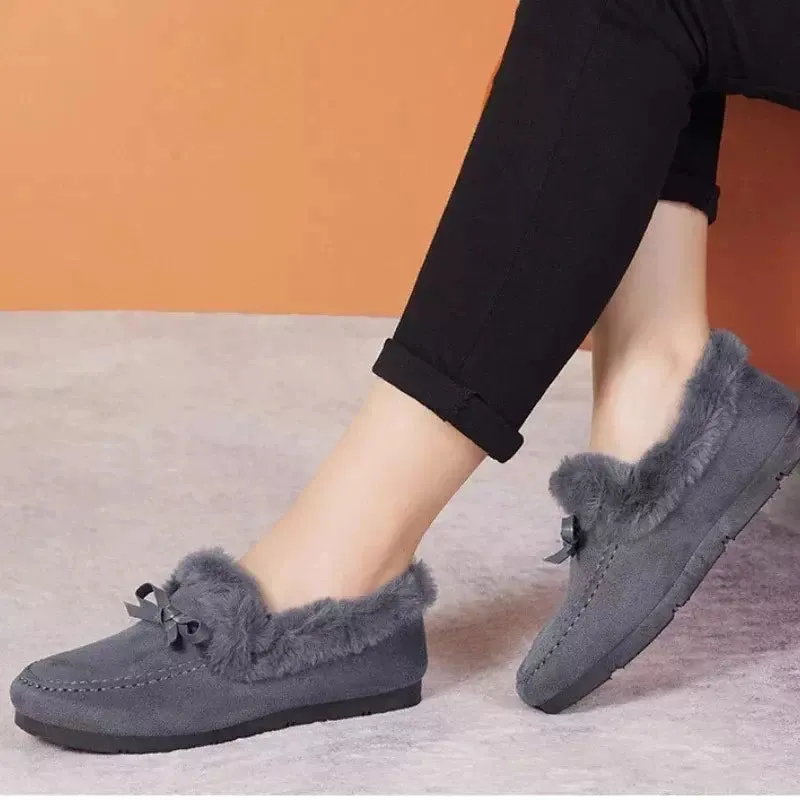 Fluffy loafers for women