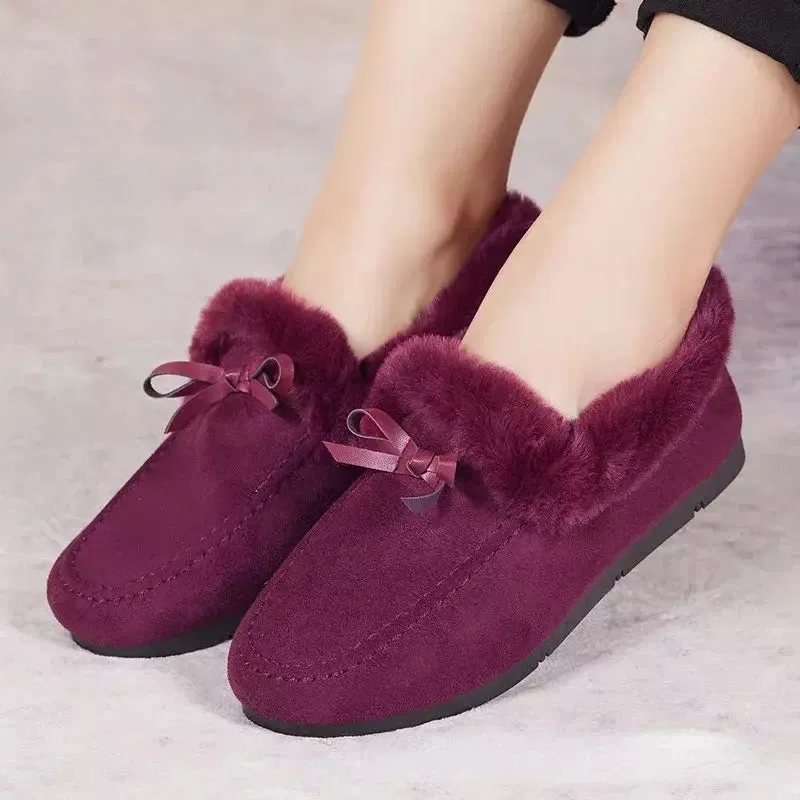 Fluffy loafers for women
