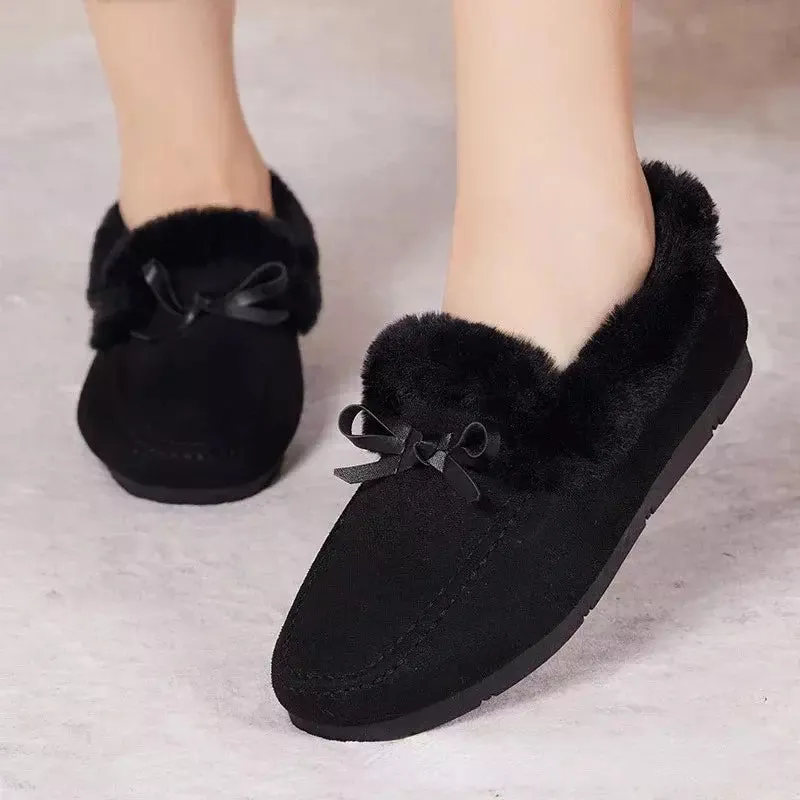 Fluffy loafers for women