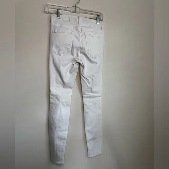 Frame Le Skinny de Jeanne White Distressed Stretchy Skinny Jeans (US 27)